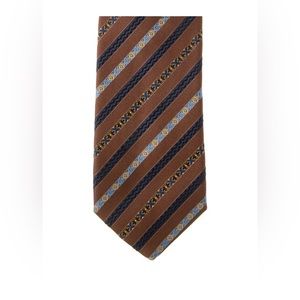 🌟 Men's Brown and Blue Patterned Silk Franck Namani Tie